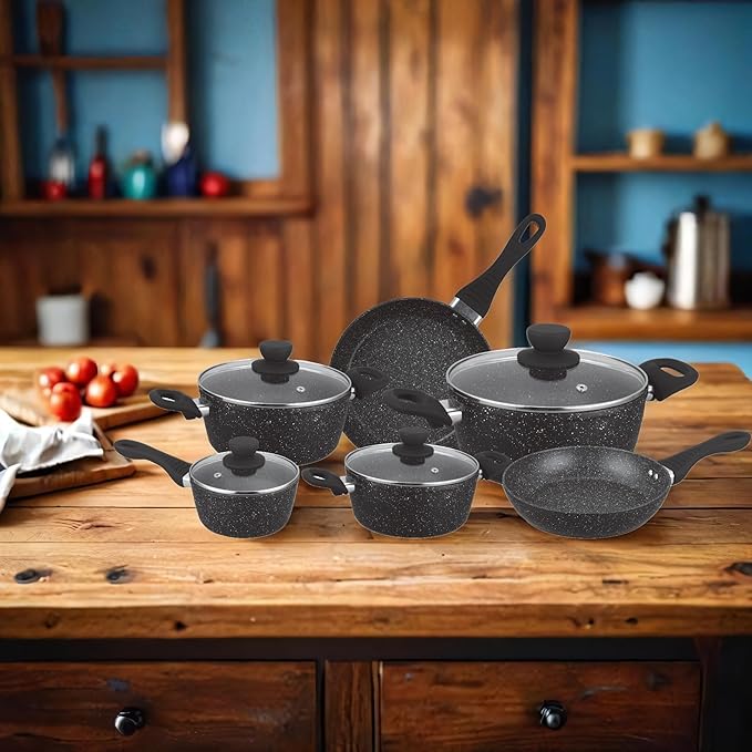 Batterie de cuisine 10 pièces, Induction, Revêtement antiadhésif, Set de Casseroles, Lot de Casseroles, Set de Cuisine, Ustensiles de cuisines