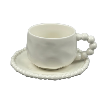 Service de Tasse en porcelaine 12 pièces avec boule blanche