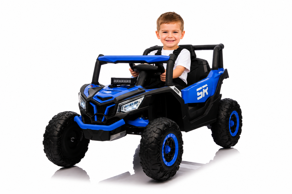 Buggy Électrique Enfant 12V Bleu – 2 Moteurs, 1 Place