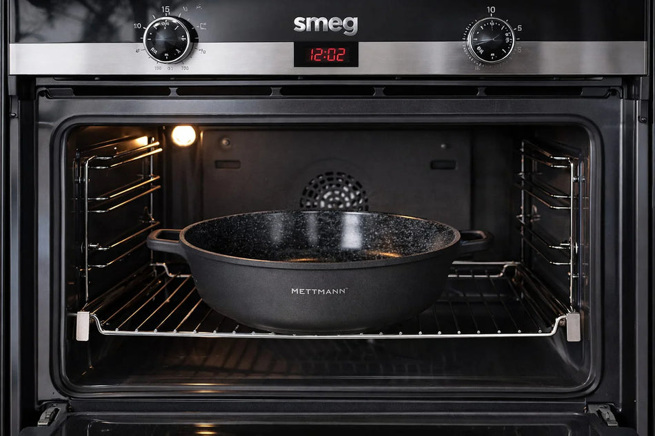 Mijoteuse 40cm - Fonte d'Aluminium- Couvercle en Verre - Tous Feux dont Induction - Sans PFOA - Noir - Revêtement Type Pierre - Sautoir/Sauteuse