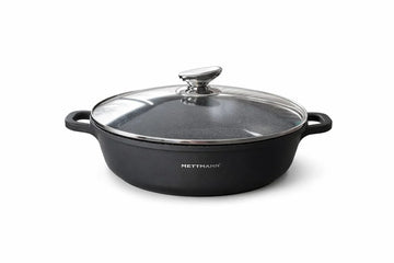 Mijoteuses 24cm - Fonte d'Aluminium- Couvercle en Verre - Tous Feux dont Induction - Sans PFOA - Noir - Revêtement Type Pierre