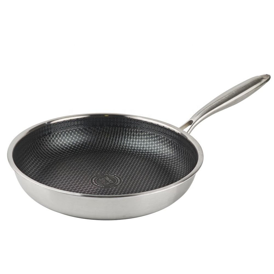 Poêle à Frire en Acier Inoxydable Tri-Ply 24 cm Qualité Professionnelle, Compatible Tous Feux dont Induction, Sans PFOA