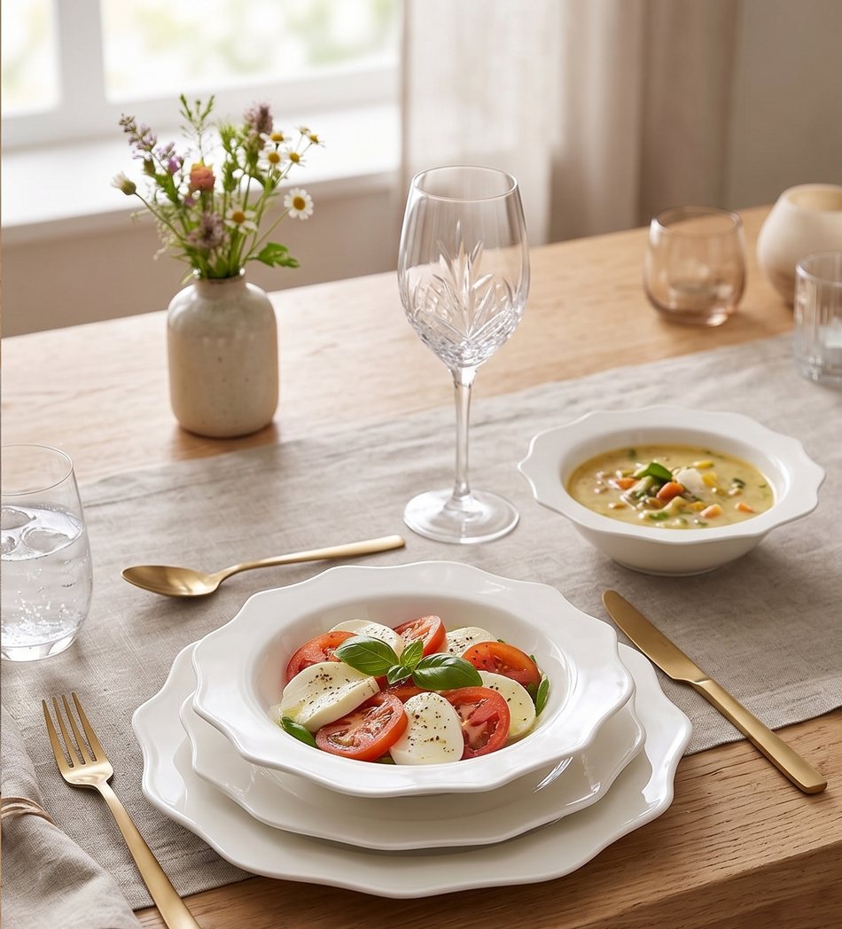 Service de Vaisselle 24 Pièces en Porcelaine LB Lichtenberg | 6 Personnes | Pique
