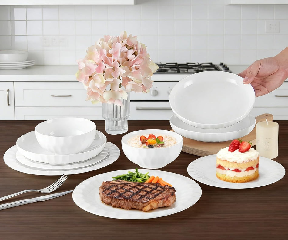 Service de Vaisselle 24 Pièces en Porcelaine LB Lichtenberg | 6 Personnes | Diamant