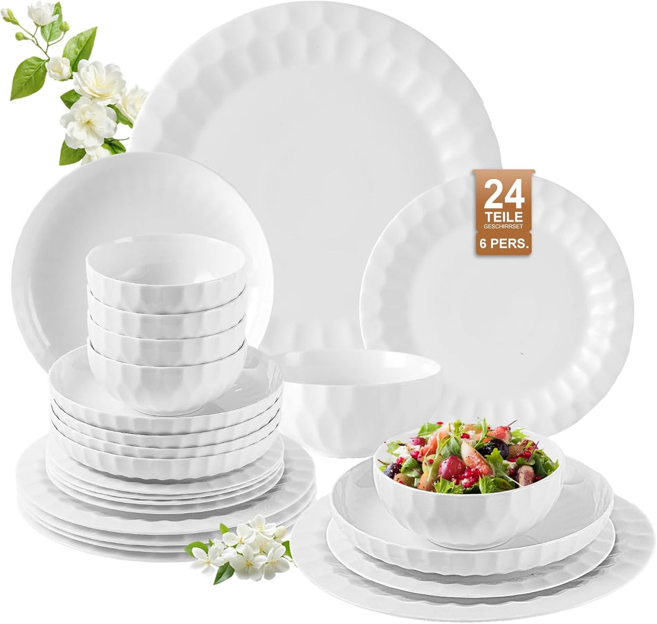 Service de Vaisselle 24 Pièces en Porcelaine LB Lichtenberg | 6 Personnes | Diamant