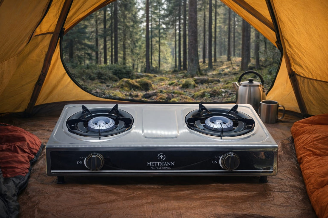 Réchaud à Gaz Vitrocéramique Métal acier Inoxydable - 2 brûleurs - Réchaud Gaz Portable