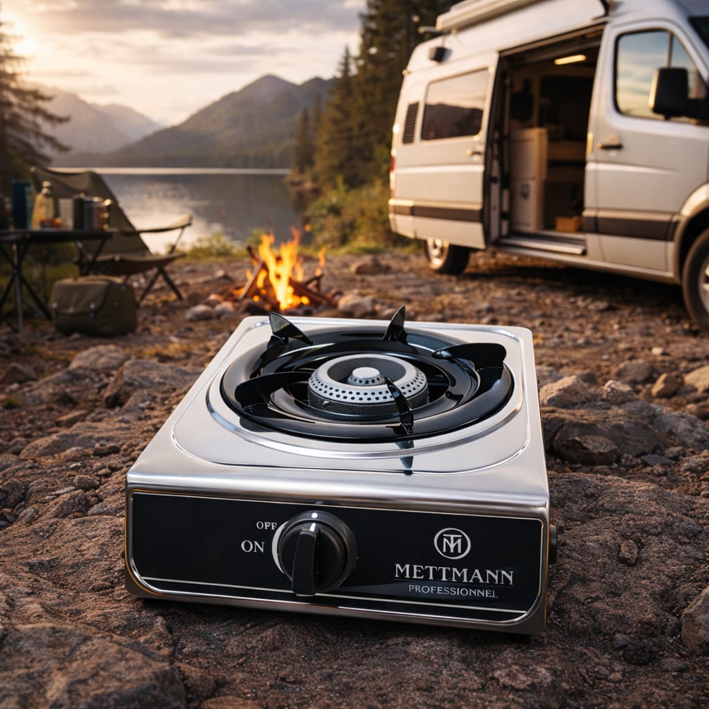 Réchaud à Gaz Vitrocéramique Métal acier Inoxydable - 1 brûleur - Réchaud Gaz Portable