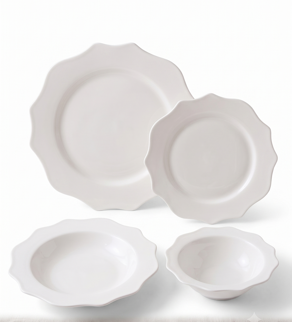 Service de Vaisselle 24 Pièces en Porcelaine LB Lichtenberg | 6 Personnes | Pique