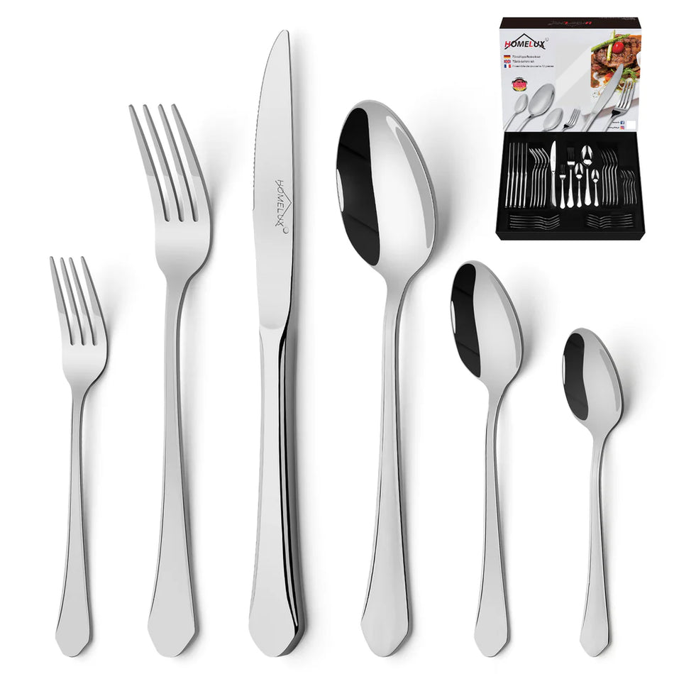 Set de Couverts de Luxe Inox (72 Pièces / 12 Personnes) – Effet Miroir