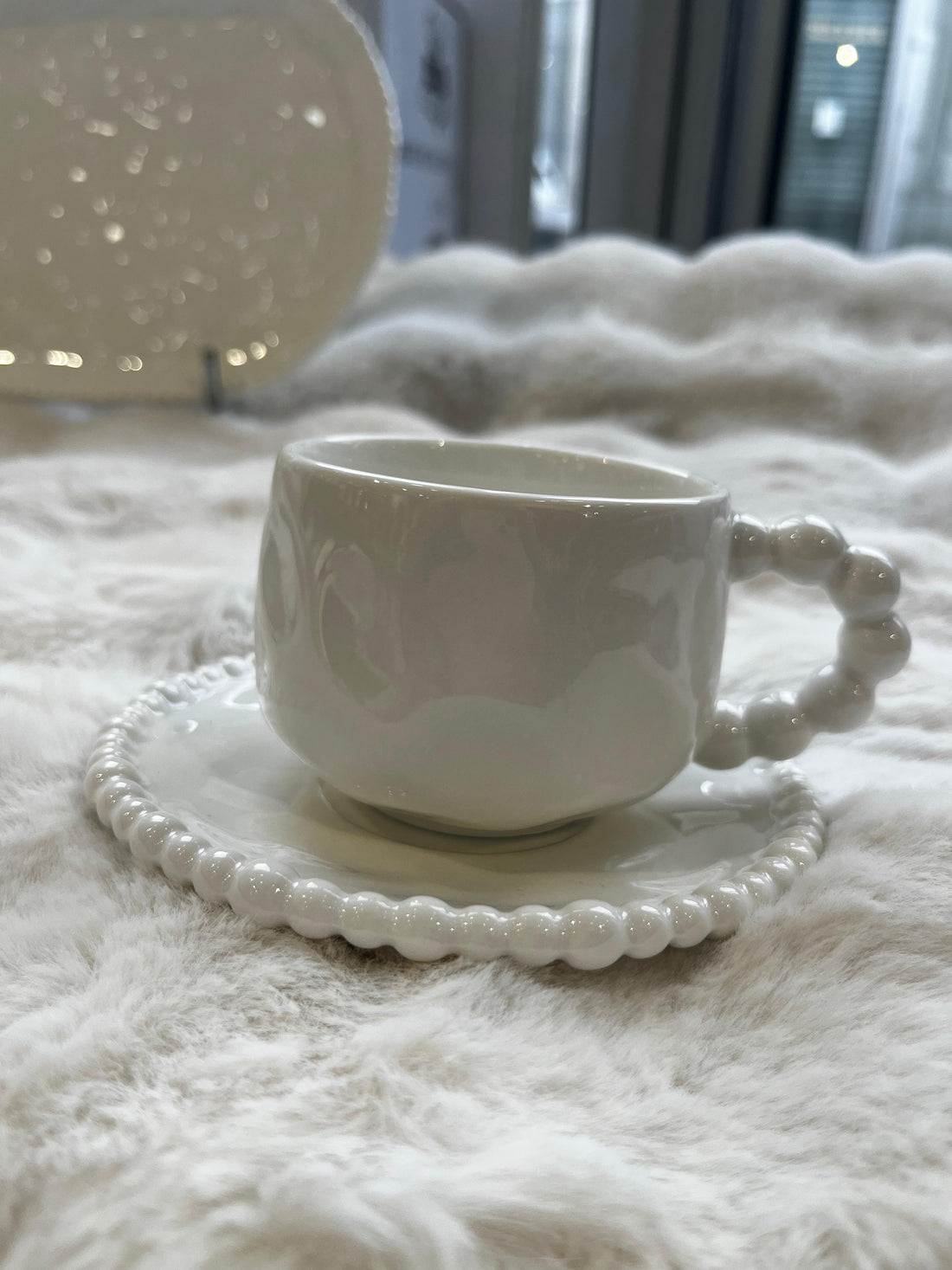 Service de Tasse en porcelaine 12 pièces avec boule blanche