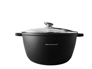 Marmite Faitout (20/24/28/32/36/40/44cm) - Fonte d'Aluminium - Revêtement Céramique Type Pierre - Couvercle en Verre - Tous Feux dont Induction - Sans PFOA