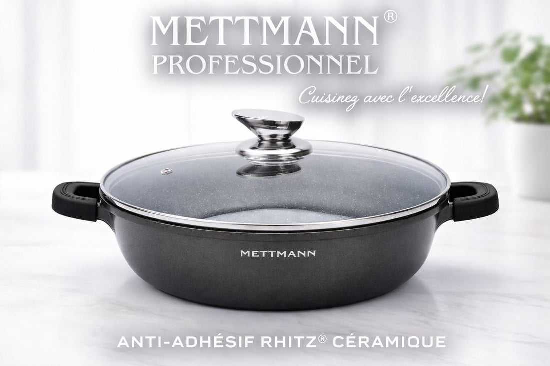 Sautoir/Sauteuse ( 28/32/36/40 cm )- Fonte d'Aluminium- Couvercle en Verre - Tous Feux dont Induction - Sans PFOA - Noir - Revêtement Type Pierre