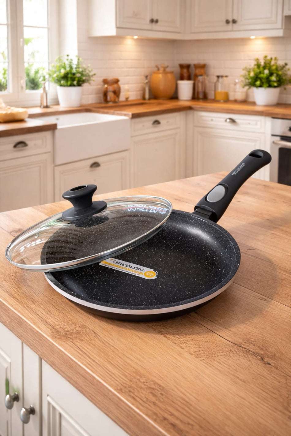 Poêle 20 cm, Manche Amovible en revêtement antiadhésif Compatible tous feux dont Induction Greblon C2+ - Lave Vaisselle/ Résistant aux rayures