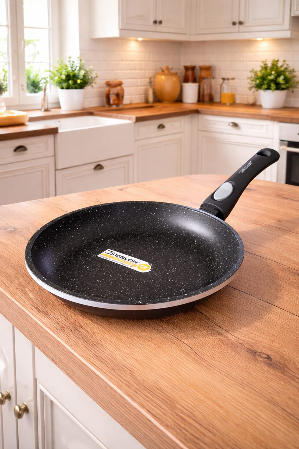 Poêle 32 cm manche amovible en revêtement antiadhésif Compatible tous feux dont Induction Greblon C2+ - Lave Vaisselle/ Résistant aux rayures