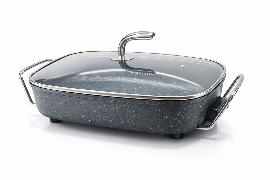 Poêle marmite électrique avec couvercle - PIZZAPAN - 1500 Watts, Revêtement Anti-Adhésif, 6 litres