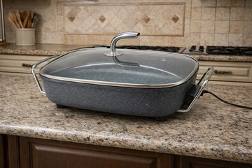 Poêle marmite électrique avec couvercle - PIZZAPAN - 1500 Watts, Revêtement Anti-Adhésif, 6 litres