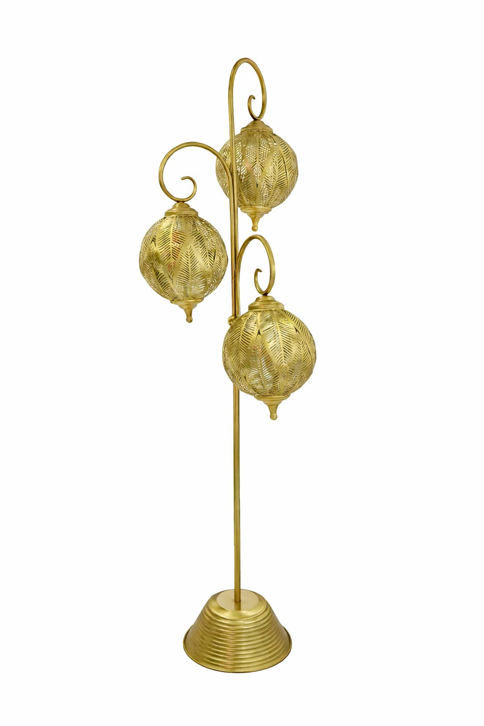 Lampadaire oriental décoratif électrique en métal doré