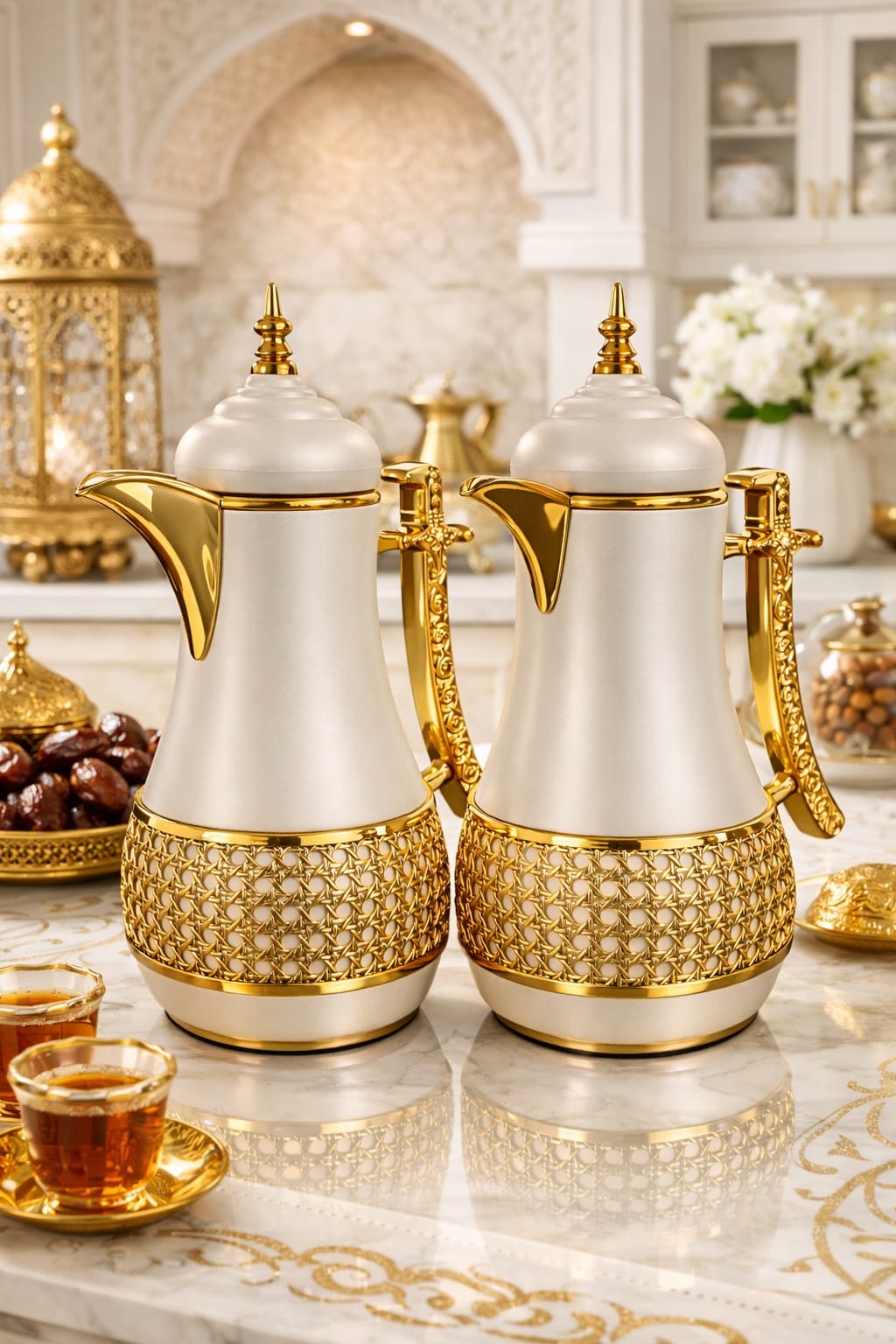 Set de 2 Thermos de Luxe – Élégance Orientale & Performance Premium 1,0 L chacun – parfait pour le thé, le café ou les boissons fraîches.Poignée ergonomique