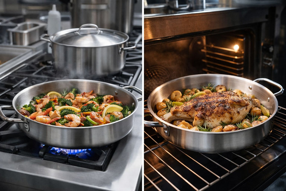 Maître D'Hôtel Sautoir 42cm - 16L en Acier Inoxydable - Compatible avec Cuisinière à Induction (42CM)