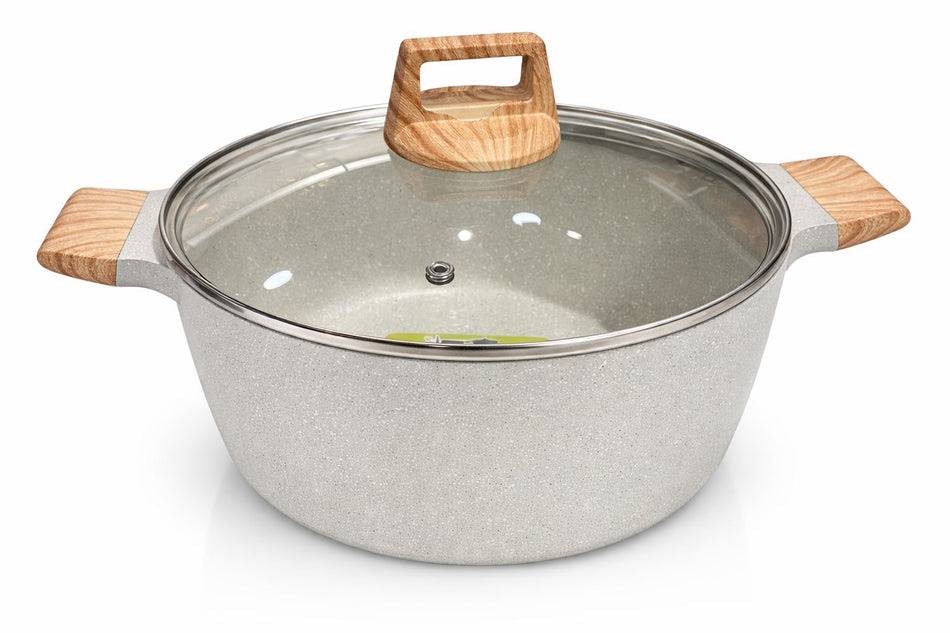 Faitout 24 cm – Revêtement effet pierre beige, tous feux dont induction