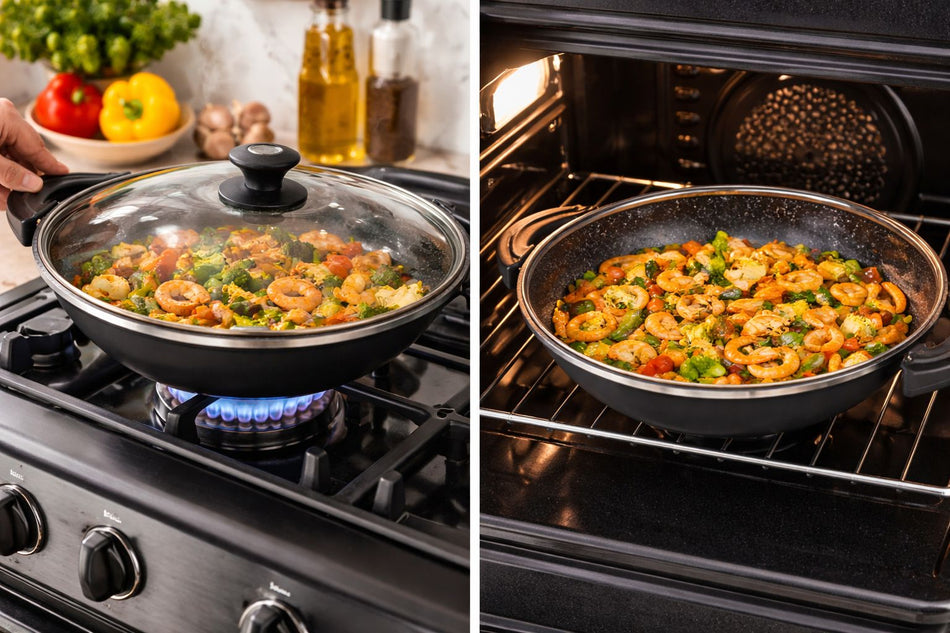 Wok 32 cm avec couvercle – Mettmann Professionnel