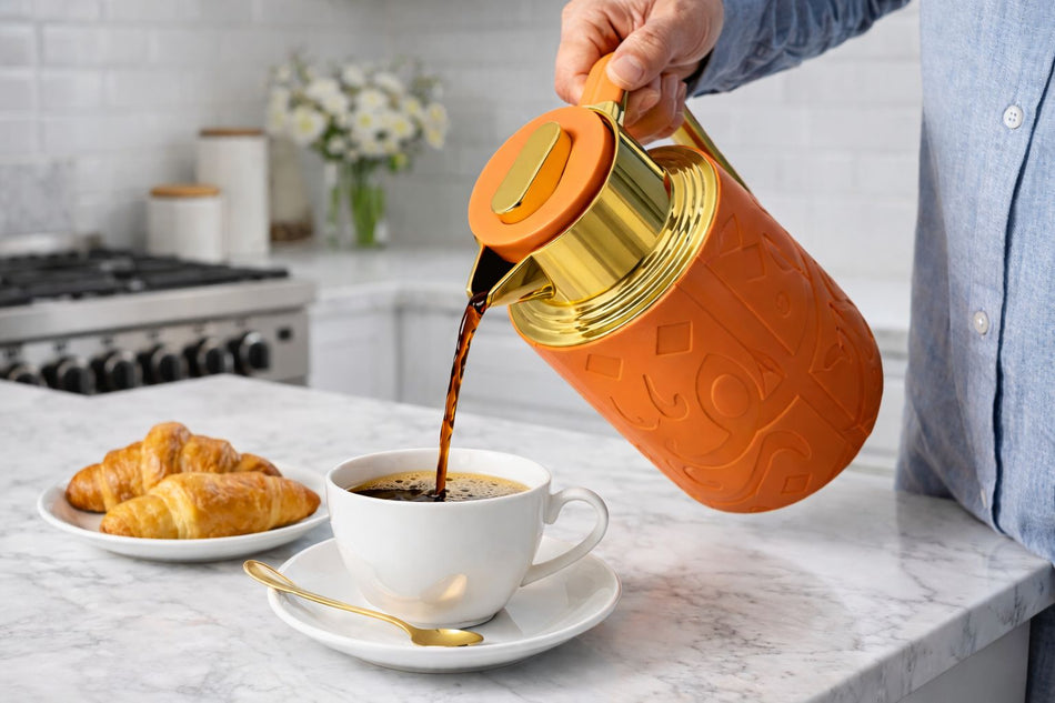 Thermos Isotherme Premium 1L – Design Élégant Orange & Or