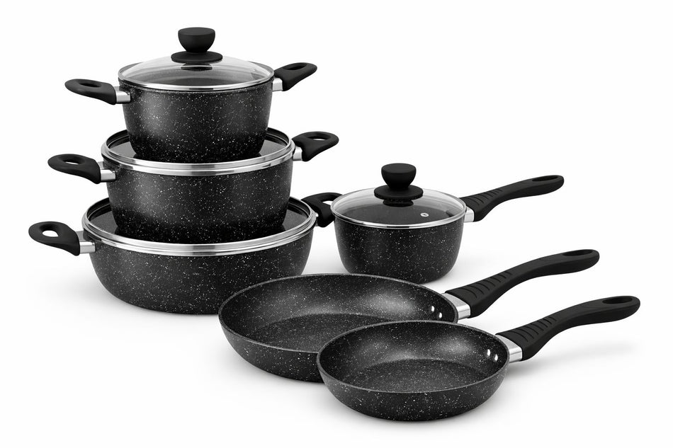 Batterie de cuisine noir 10 pièces induction