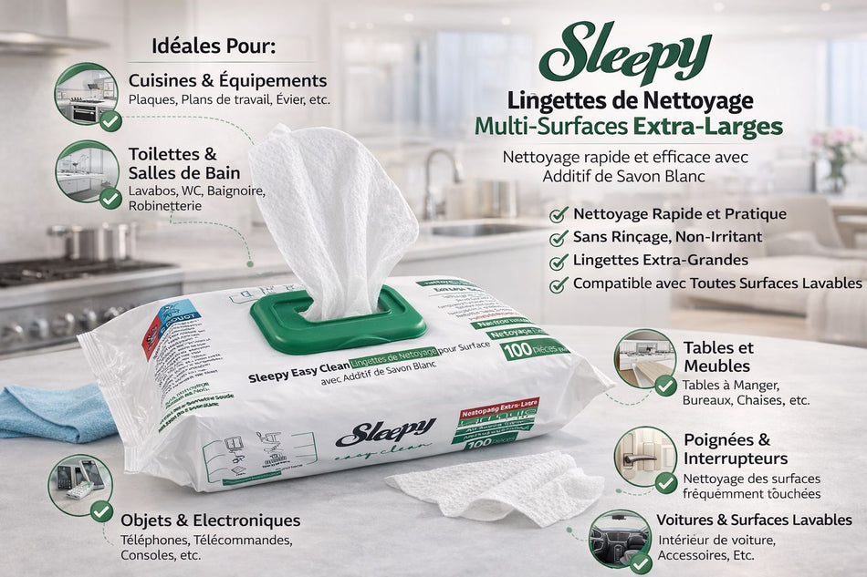 Lot de 6 paquets de 100 lingettes de nettoyage Sleepy Easy Clean