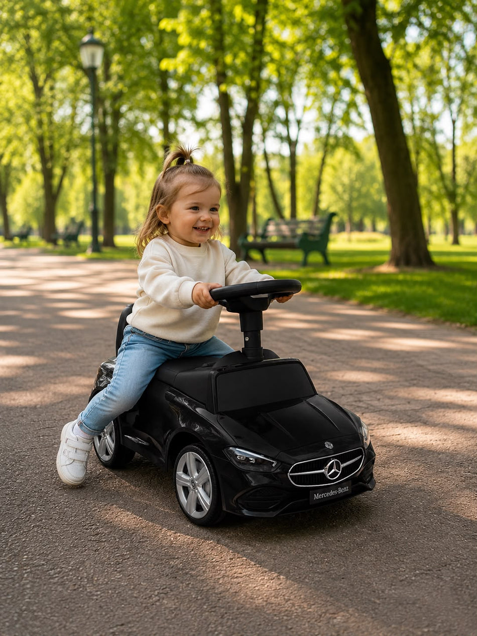 Voiture Porteur Mercedes-Benz noir pour Enfants – Élégance, Confort et Plaisir de Conduite
