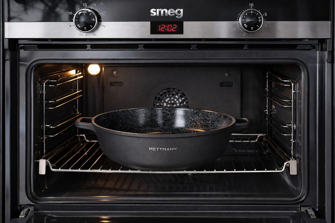 Sautoir/Sauteuse ( 28/32/36/40 cm )- Fonte d'Aluminium- Couvercle en Verre - Tous Feux dont Induction - Sans PFOA - Noir - Revêtement Type Pierre