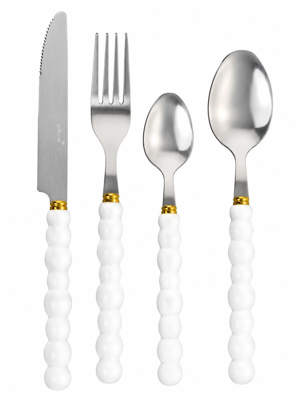 Set de Couverts Prémium – Ménagère 24 pièces en avec Perles blanches