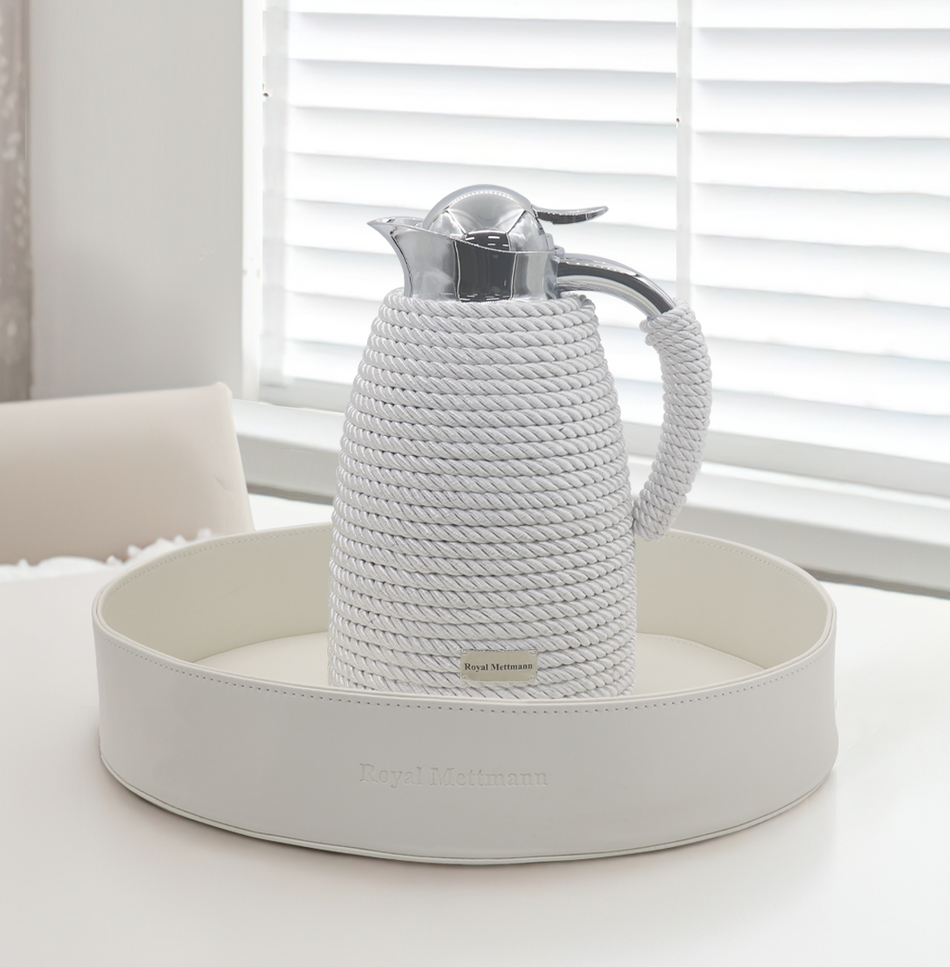 Pichet isotherme 1L design Corde + Plateau assortis en similicuir