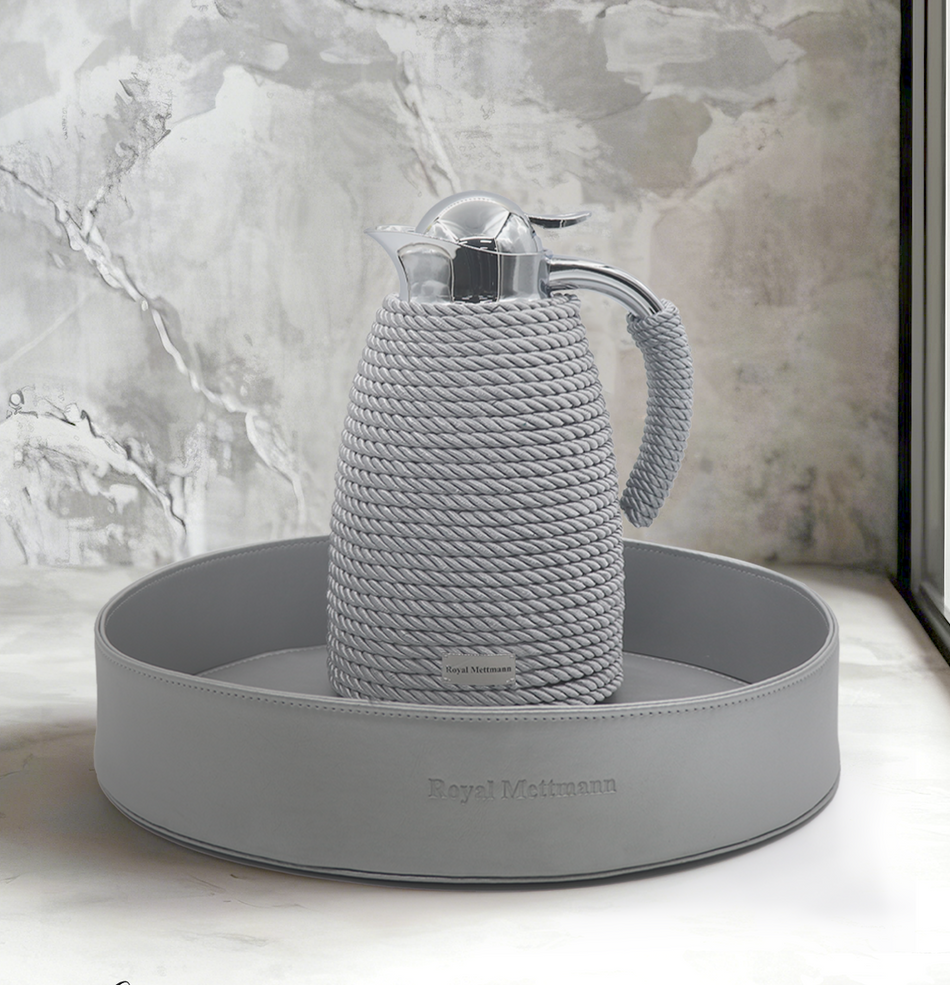 Pichet isotherme 1L design Corde + Plateau assortis en similicuir