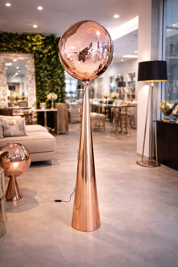 Lampadaire design avec abat-jour bulle transparent – Hauteur 150 cm