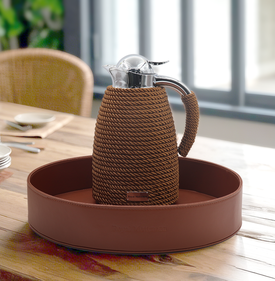 Pichet isotherme 1L design Corde + Plateau assortis en similicuir