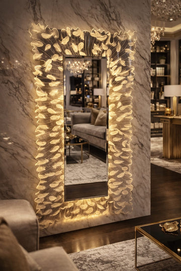 Miroir rectangulaire en verre avec éclairage LED – 80 × 150 cm